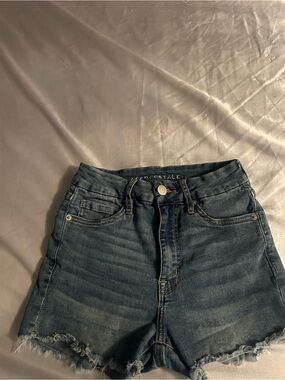 Aeropostale High Rise Denim Shorts - Dark Blue